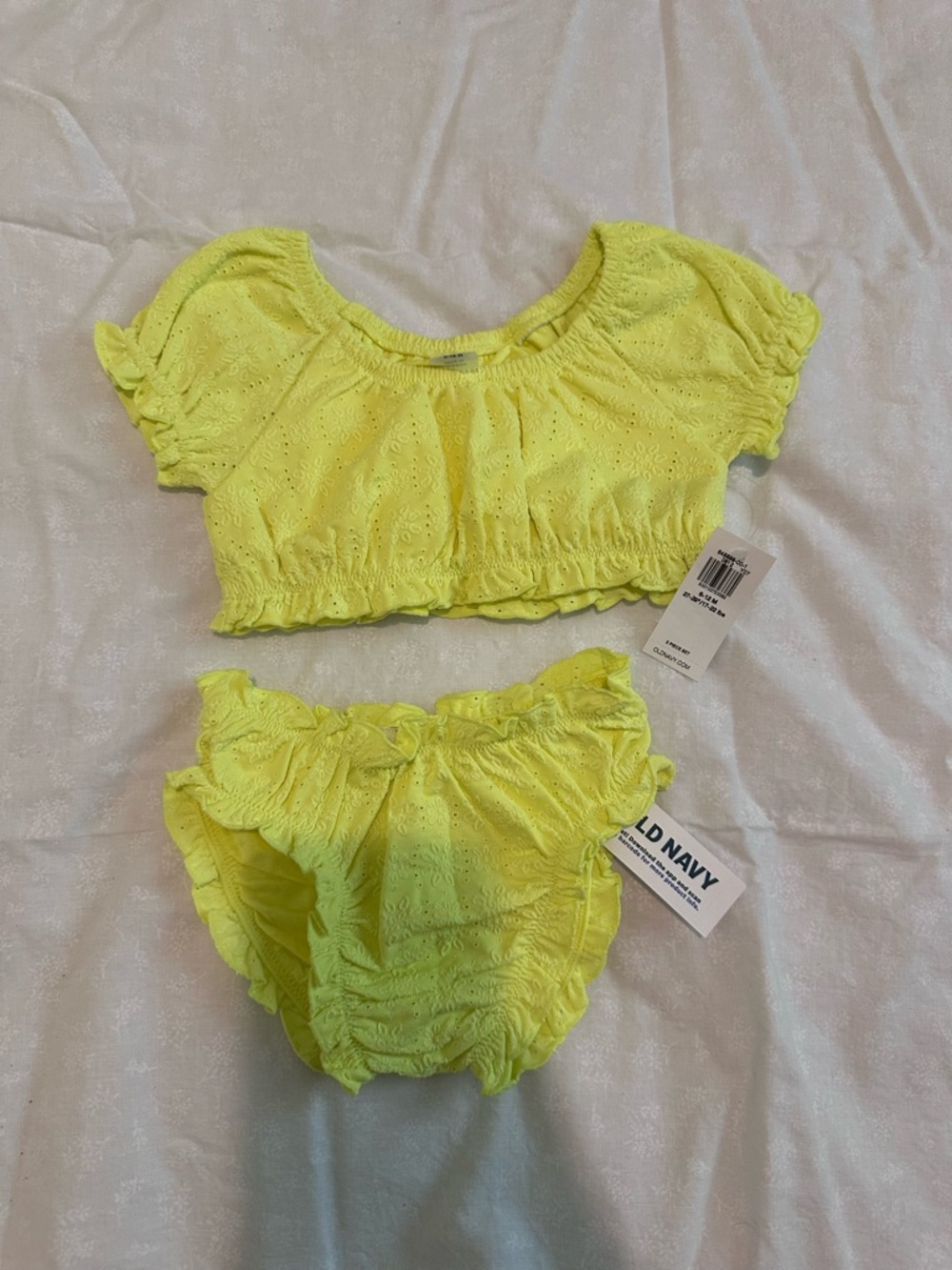 Old Navy Bright Yellow Eyelet Ruffle Two-Piece Swim Set